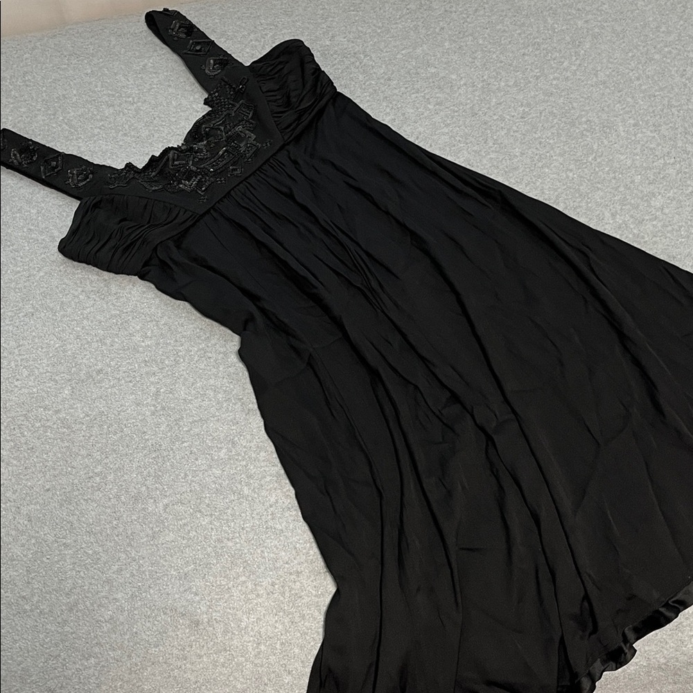 Babydoll Black Silk Mini Dress Small LBD Cocktail Event Party Hoco
